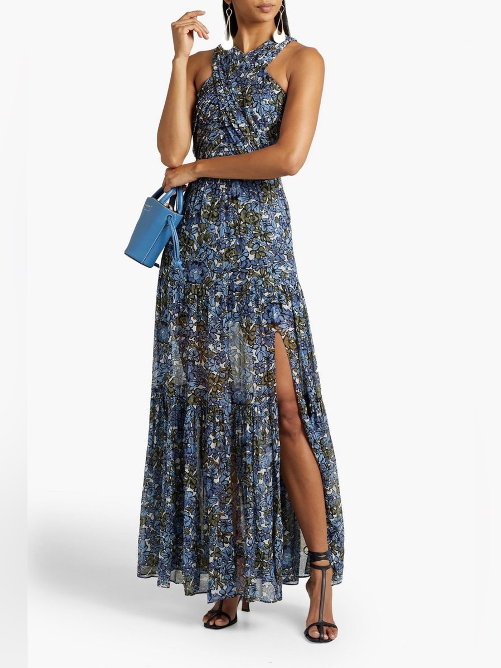 Veronica Beard Florencia Floral Print Silk Crepe Maxi Dress Size 00